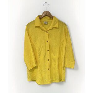 Sea Breeze of California Womens Blouse Tunic XL Yellow Coverup Fish USA Cotton